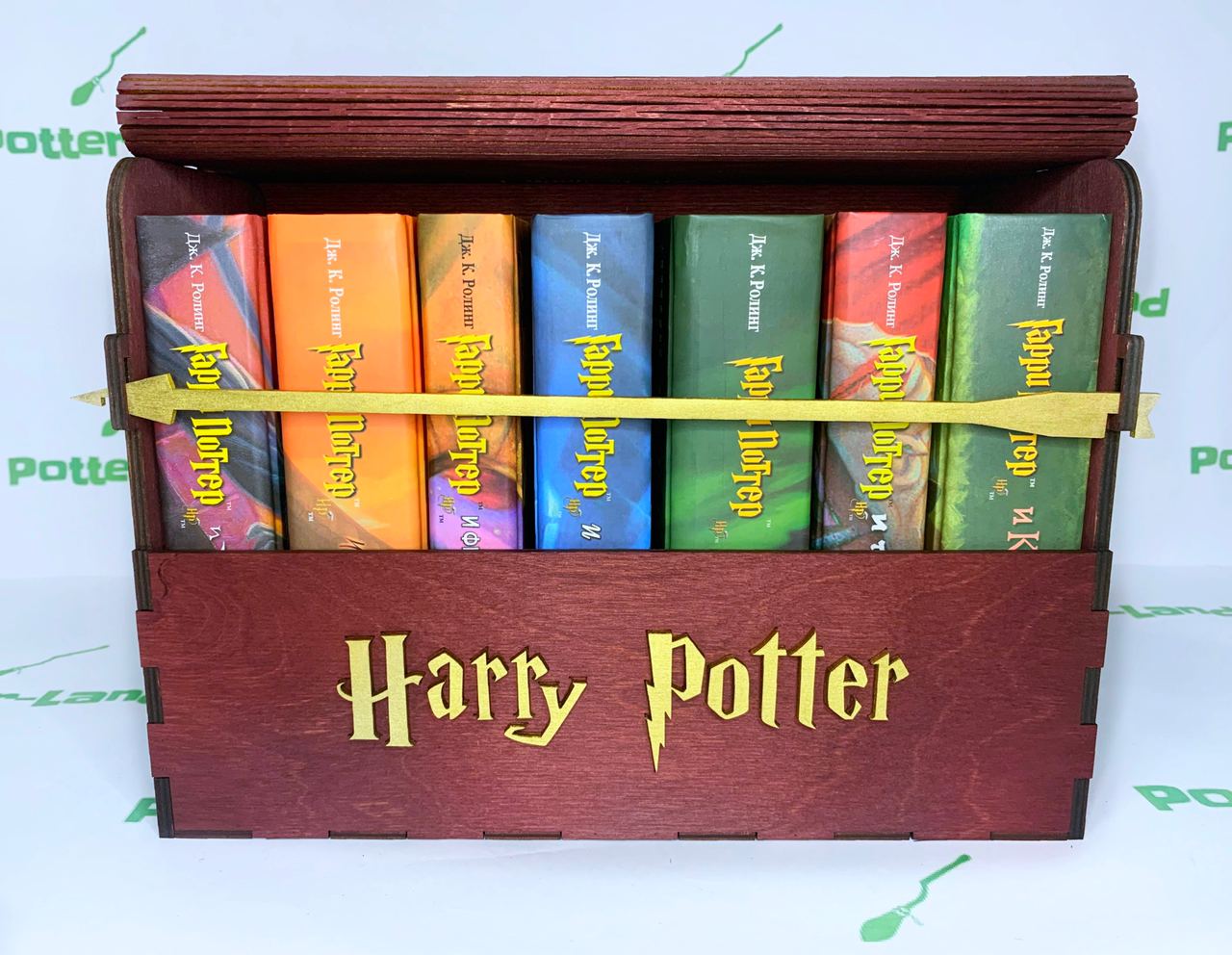 7 книг Гарри Поттер Росмэн в бордовом деревянном сундуке стрела